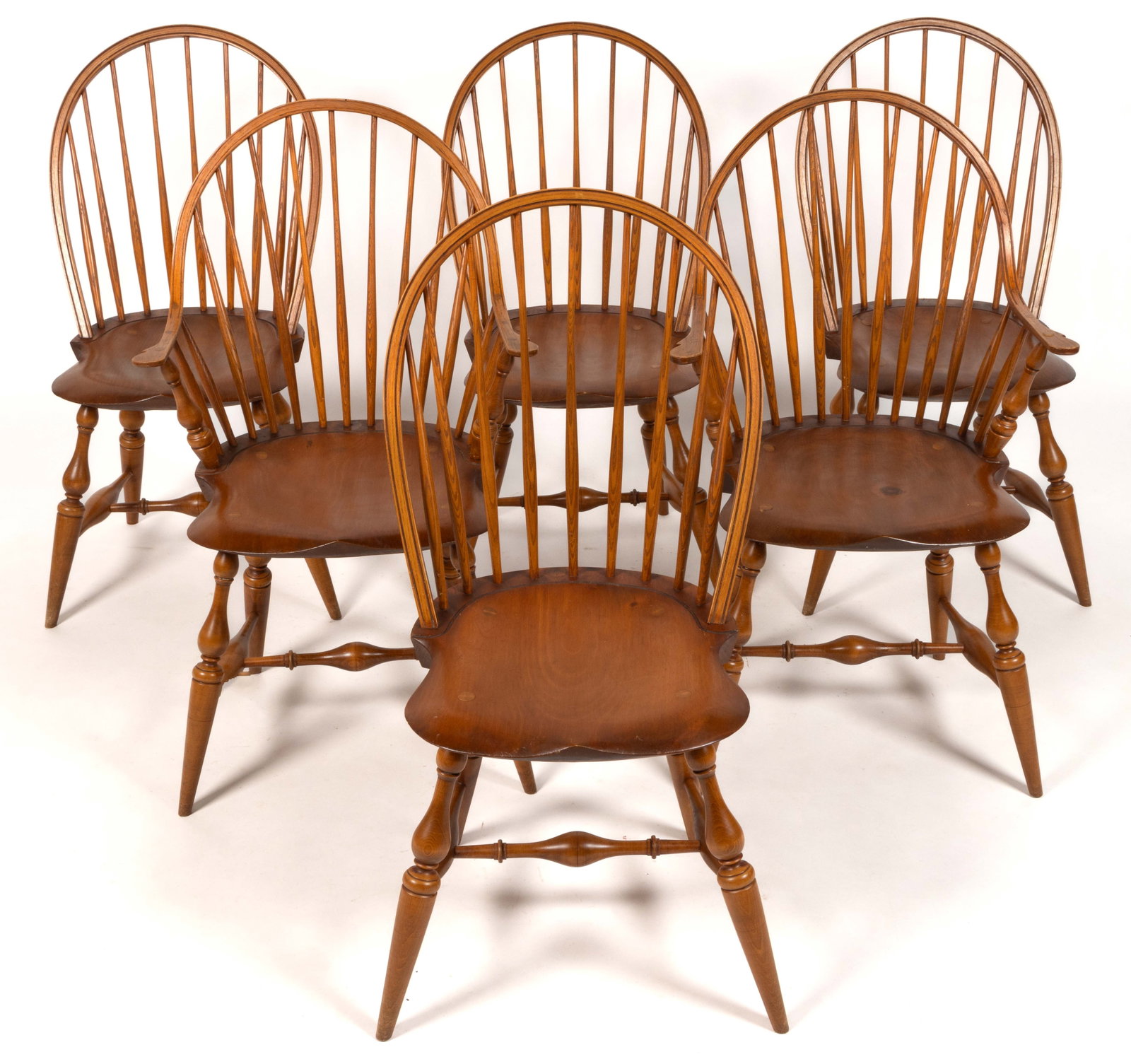SET OF SIX WARREN CHAIR WORKS (WARREN, RHODE ISLAND) BOWBACK WINDSOR-STYLE CHAIRS (1 of 4)