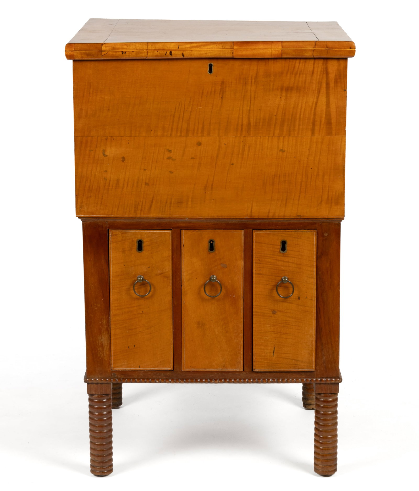 AMERICAN TIGER MAPLE AND CHERRY SUGAR CHEST / CELLARETTE (1 of 8)