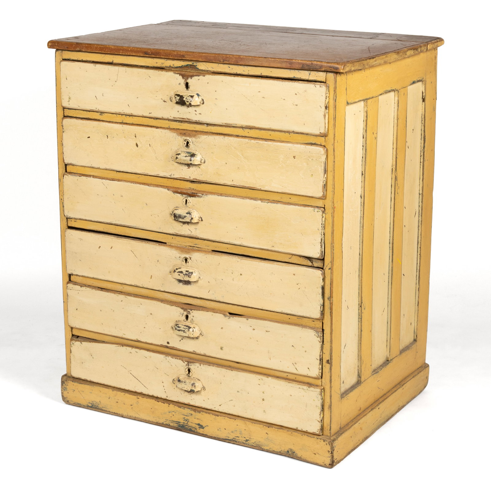 AMERICAN COUNTRY PAINTED OAK AND PINE CHEST OF DRAWERS (1 of 8)