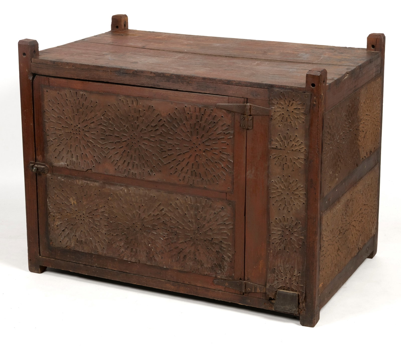 AMERICAN PAINTED OAK / HICKORY PUNCHED-TIN-PANELED HANGING FOOD / PIE SAFE (1 of 7)