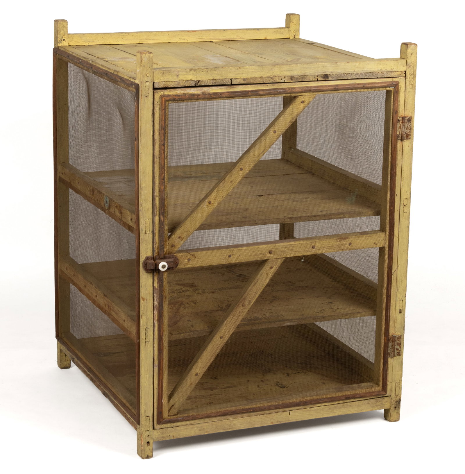 AMERICAN PAINTED PINE HANGING FOOD / PIE SAFE (1 of 5)
