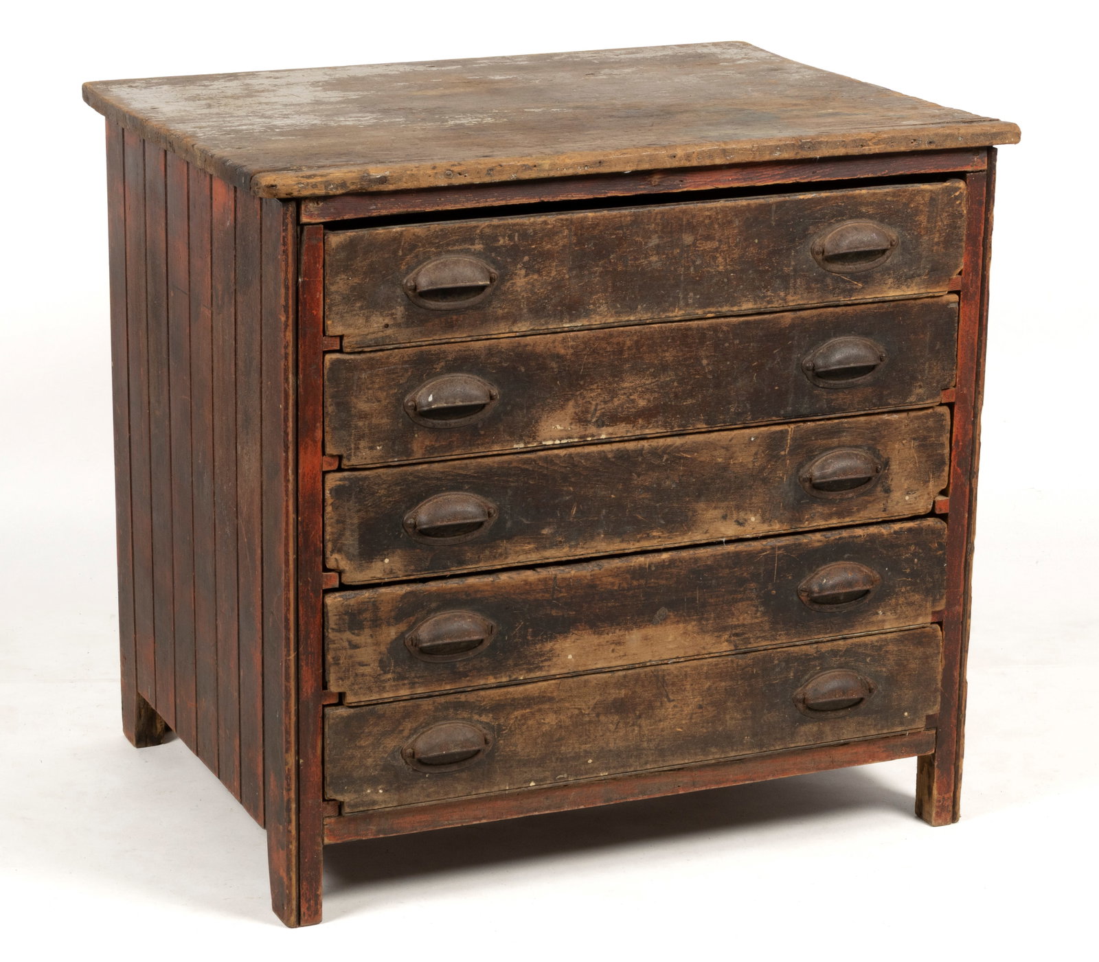 AMERICAN COUNTRY PAINTED POPLAR CHEST OF DRAWERS (1 of 7)