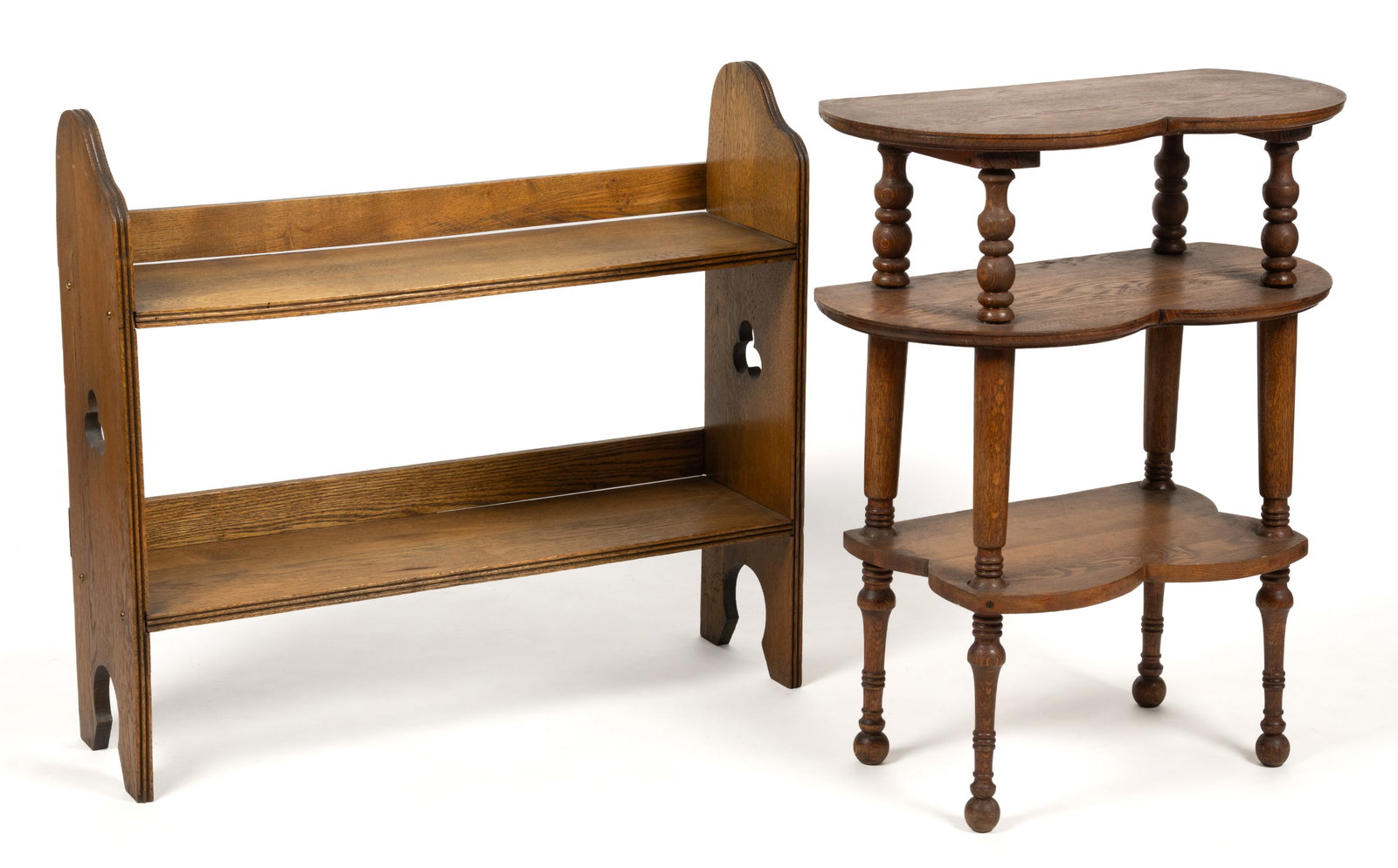 AMERICAN OAK EDWARDIAN / ARTS AND CRAFTS SHELVES, LOT OF TWO (1 of 4)