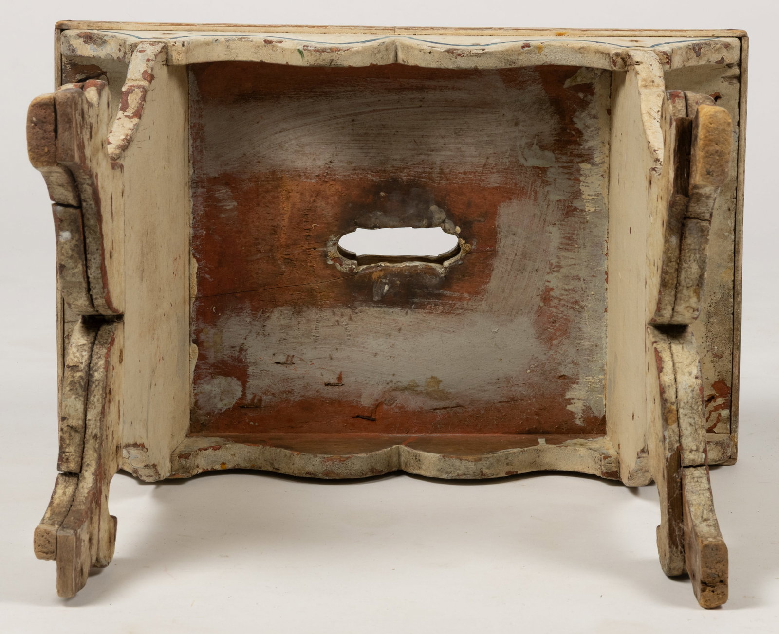AMERICAN PAINT-DECORATED PINE STOOL - 5