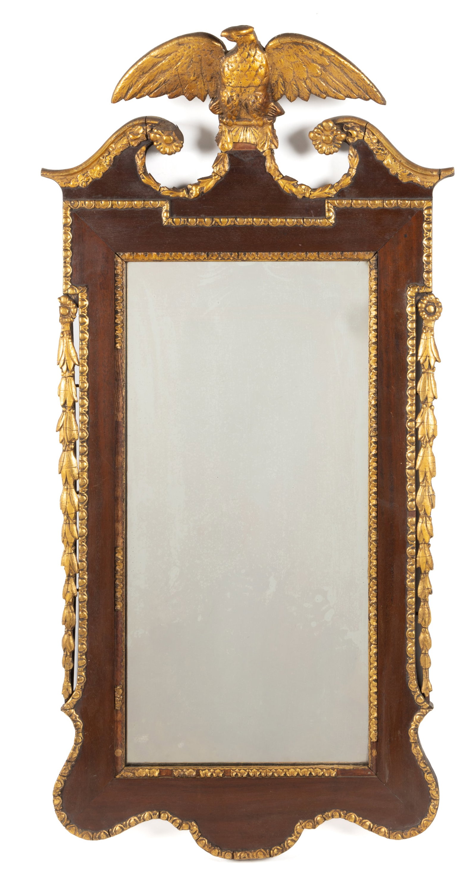GEORGIAN REVIVAL PARCEL GILT MAHOGANY WALL MIRROR / LOOKING GLASS (1 of 5)