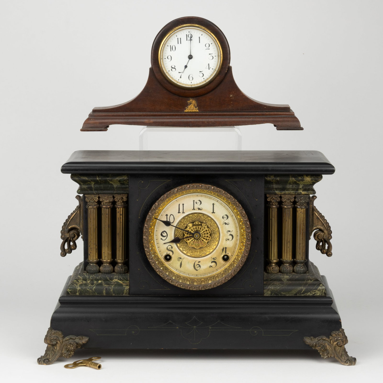 INGRAHAM AND NEW HAVEN CLOCK CO. MANTEL / SHELF CLOCKS, LOT OF TWO (1 of 4)