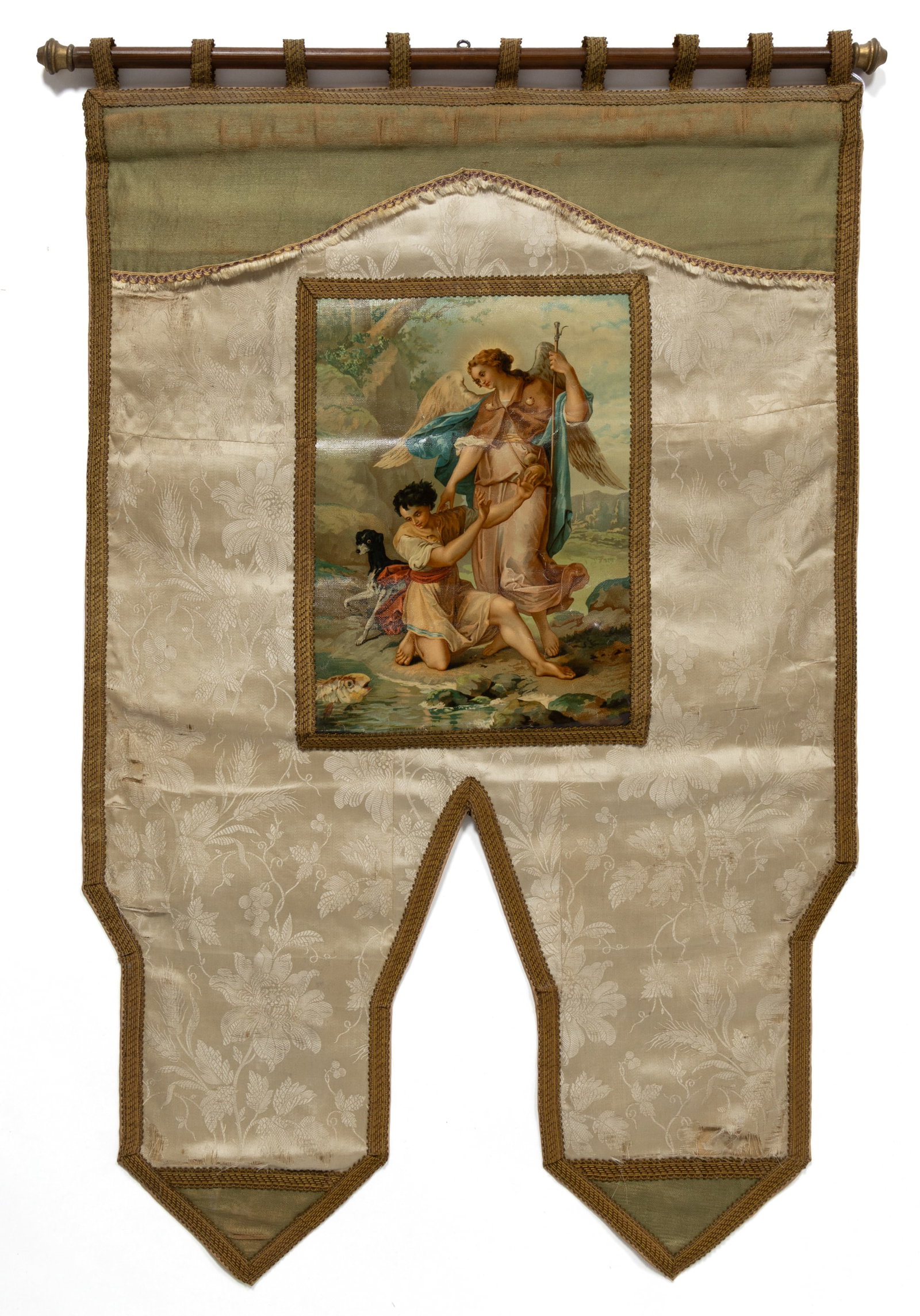 FRENCH RELIGIOUS TEXTILE HANGING BANNER (1 of 3)