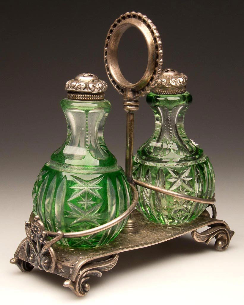 AMERICAN CUT GLASS SALT AND PEPPER SHAKERS, NEAR PAIR Jul 27, 2013