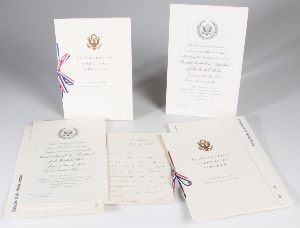 UNITED STATES PRESIDENTIAL MEMORABILIA, LOT OF THREE: UNITED STATES PRESIDENTIAL MEMORABILIA, LOT OF THREE, comprising a four-page autographed letter signed by Grover Cleveland on Executive Mansion stationery to A. Cleveland Coxe, dated December 5, 1888,