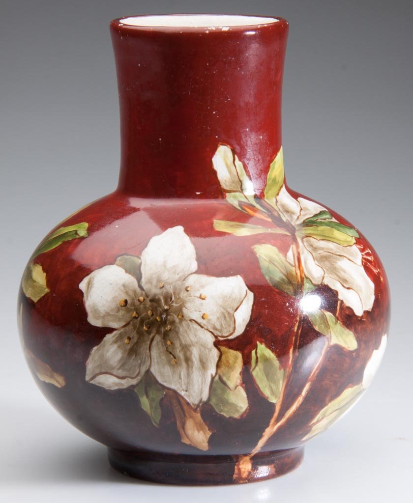 JERSEY CITY, NEW JERSEY POTTERY, IVW IVORYWARE VASE, "M