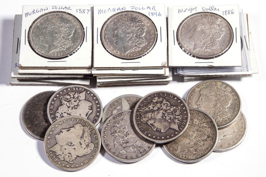 UNITED STATES SILVER MORGAN DOLLAR COINS, LOT OF 27: UNITED STATES SILVER MORGAN DOLLAR COINS, LOT OF 27, various dates. Provenance: Collection of the late John Palmer, Purcellville, VA.