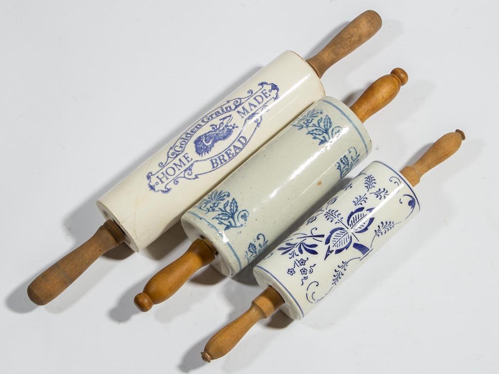 ASSORTED CERAMIC ROLLING PINS, LOT OF THREE