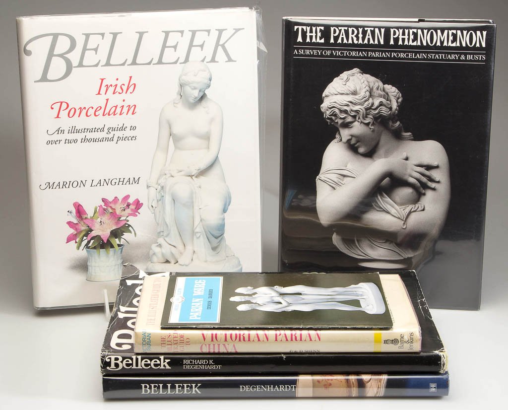 PARIAN AND BELLEEK REFERENCE VOLUMES, LOT OF SIX: PARIAN AND BELLEEK REFERENCE VOLUMES, LOT OF SIX, including Atterbury, "The Parian Phenomenon". Hard covers, each with dust jacket. Provenance: From the library of Mimi and Steve Levine, Alexandria, V