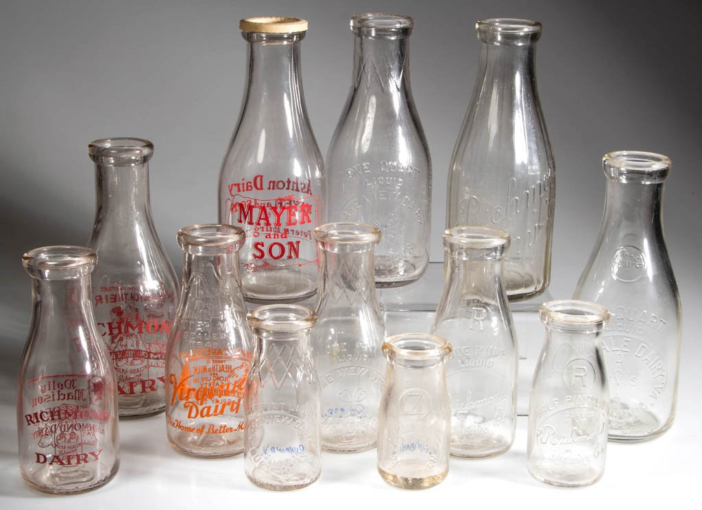 ASSORTED VIRGINIA DAIRY MILK BOTTLES, LOT OF 12
