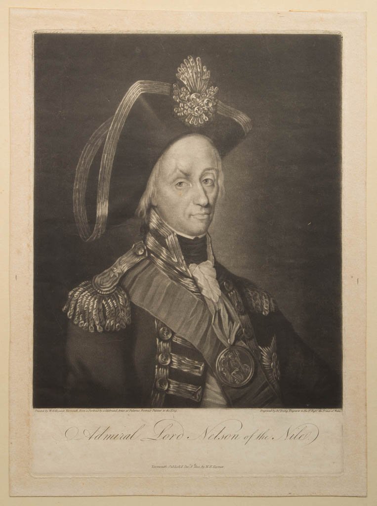 JOHN YOUNG (BRITISH, 1755-1825) AFTER MATTHEW HENRY: JOHN YOUNG (BRITISH, 1755-1825) AFTER MATTHEW HENRY KEYMER (BRITISH, 1764-1816) LORD NELSON PORTRAIT PRINT, mezzotint, titled "Admiral Lord Nelson of the Nile" and published December 8th, 1800 by M. H