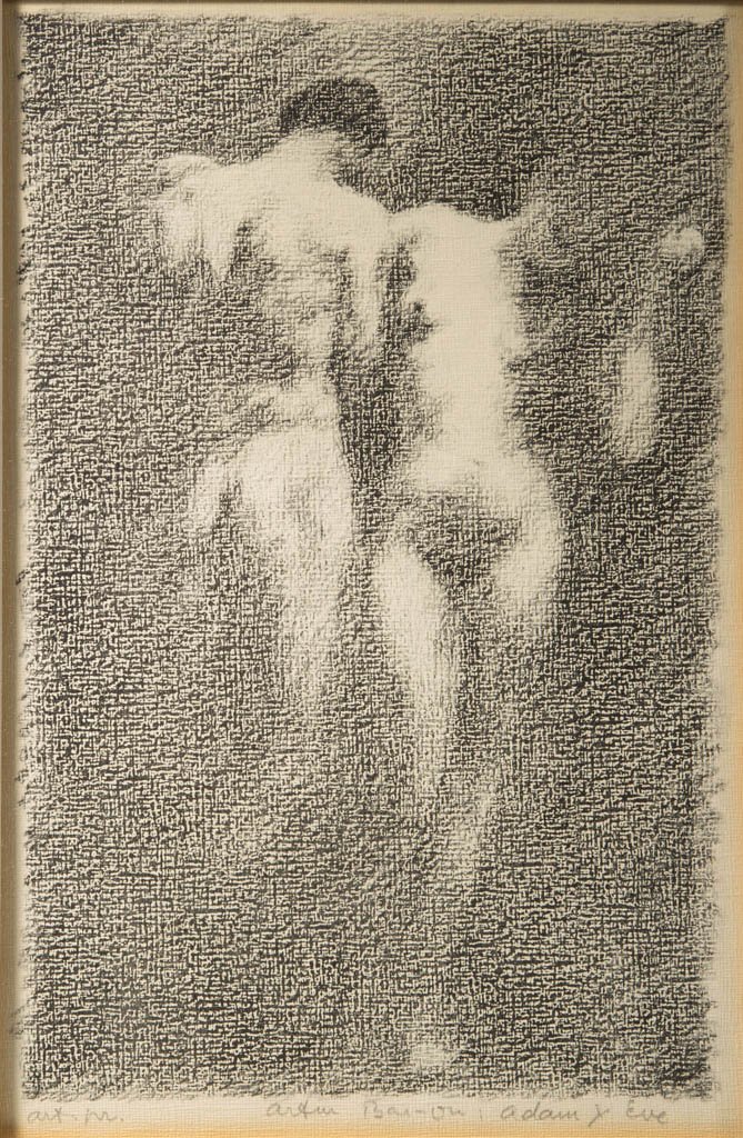 AFTER FRANK EUGENE (AMERICAN, 1865-1936) PRINT: AFTER FRANK EUGENE (AMERICAN, 1865-1936) PRINT, lithograph on paper, an interpretation of his famous "Adam & Eve" photograph taken in 1898, unidentified pencil signature of artist, title, and artist p
