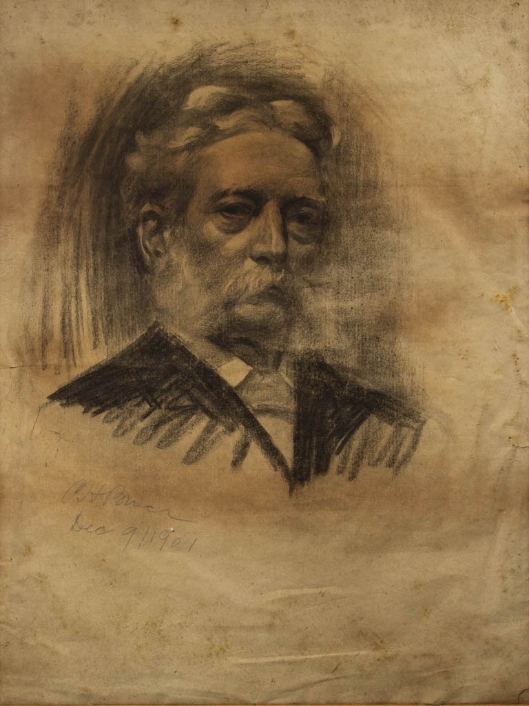 PATRICK HENRY BRUCE (VIRGINIA, 1881-1936) PORTRAIT OF A: PATRICK HENRY BRUCE (VIRGINIA, 1881-1936) PORTRAIT OF A MAN, charcoal on paper, a rare and fascinating early example of Bruce's work, depicting Mr. Robert Clark of Richmond, VA. Signed "P. H. Bruce /