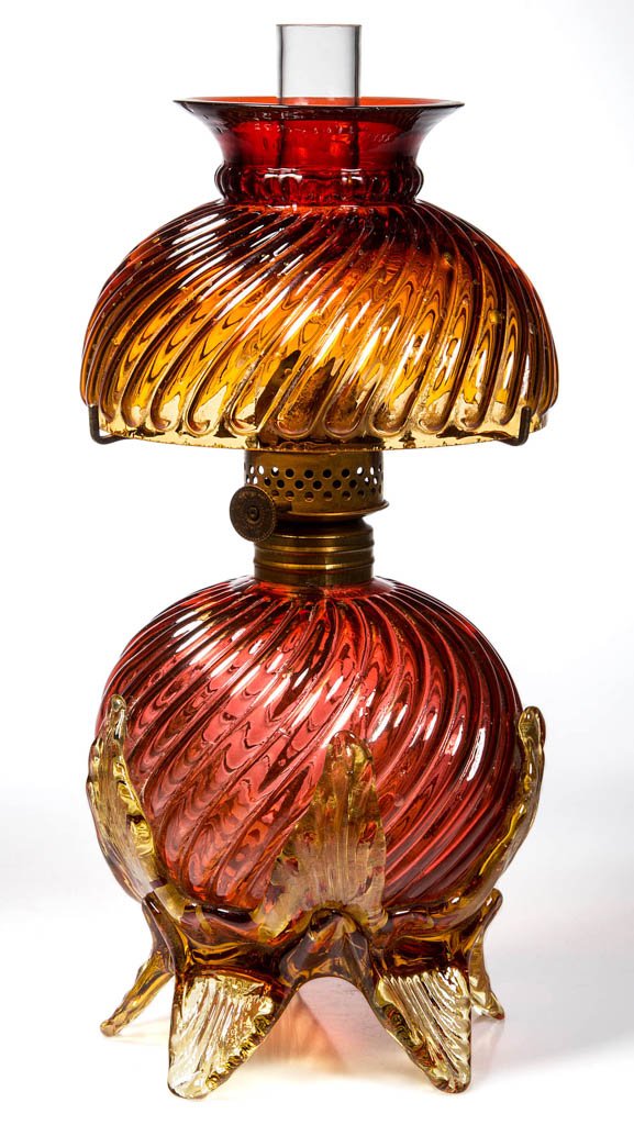VERY RARE ART GLASS MINIATURE OIL LAMP