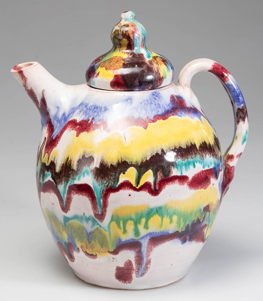 NORTH CAROLINA POTTERY TEAPOT AND COVER