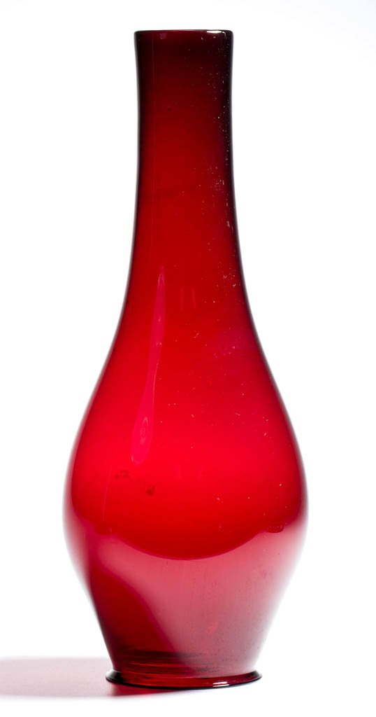 DEEP RUBY NO. 2 LIP CHIMNEY: DEEP RUBY NO. 2 LIP CHIMNEY, Circa 1860-1880. 11" H. Literature: B & K II, fig. 2335. Provenance: Collection of Pat and the late Bret Morey of Griswold, CT.