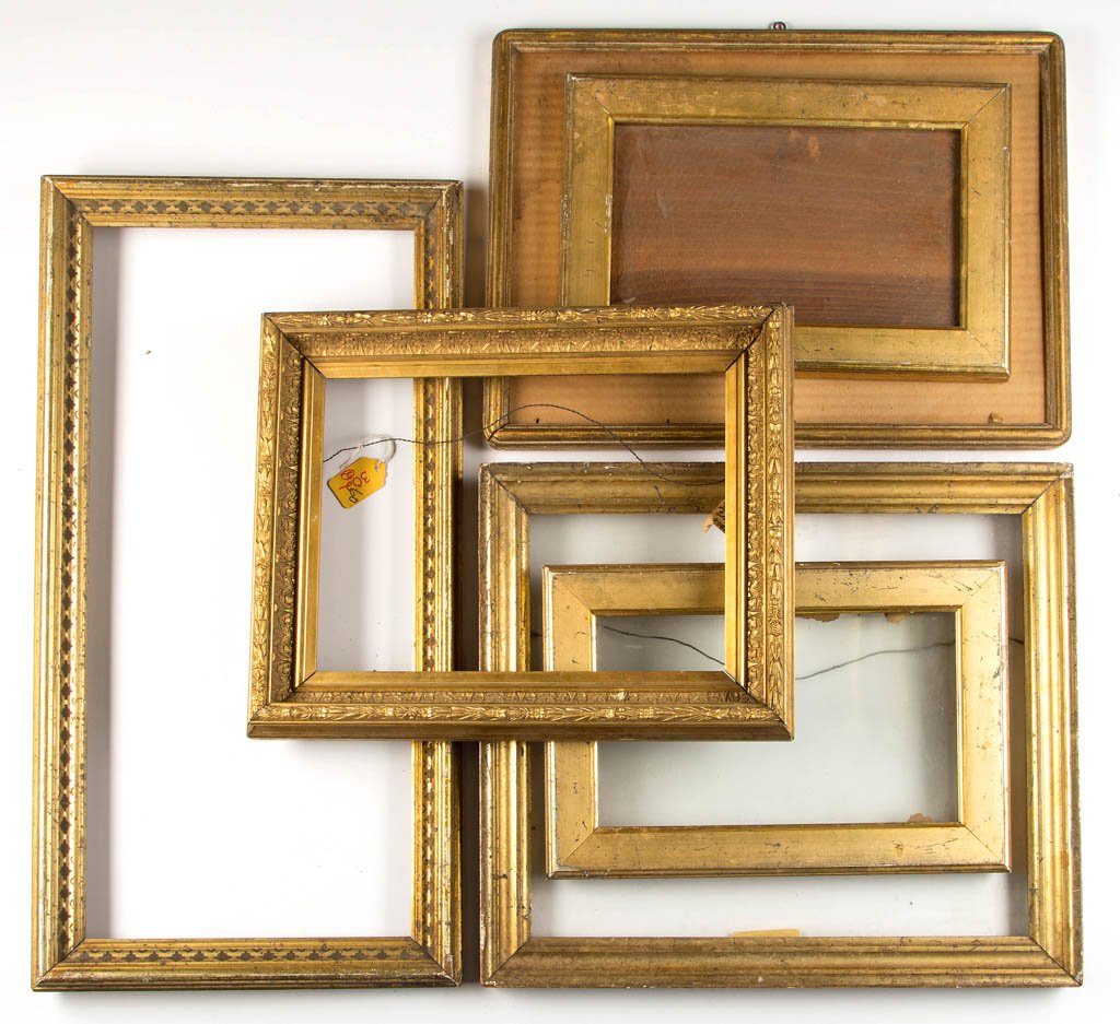 ASSORTED GILDED PICTURE FRAMES, LOT OF SIX: ASSORTED GILDED PICTURE FRAMES, LOT OF SIX, including one pair. 19th/early 20th century. Pair 13 1/2" x 9" overall.