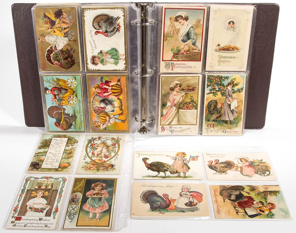 JOHN WINSCH AND OTHER THANKSGIVING POST CARDS: JOHN WINSCH AND OTHER THANKSGIVING POST CARDS, approximately 125, including 12 marked John Winsch, four of which feature Schmucker girls; and several artist-signed examples, among them Ellen Clapsaddl