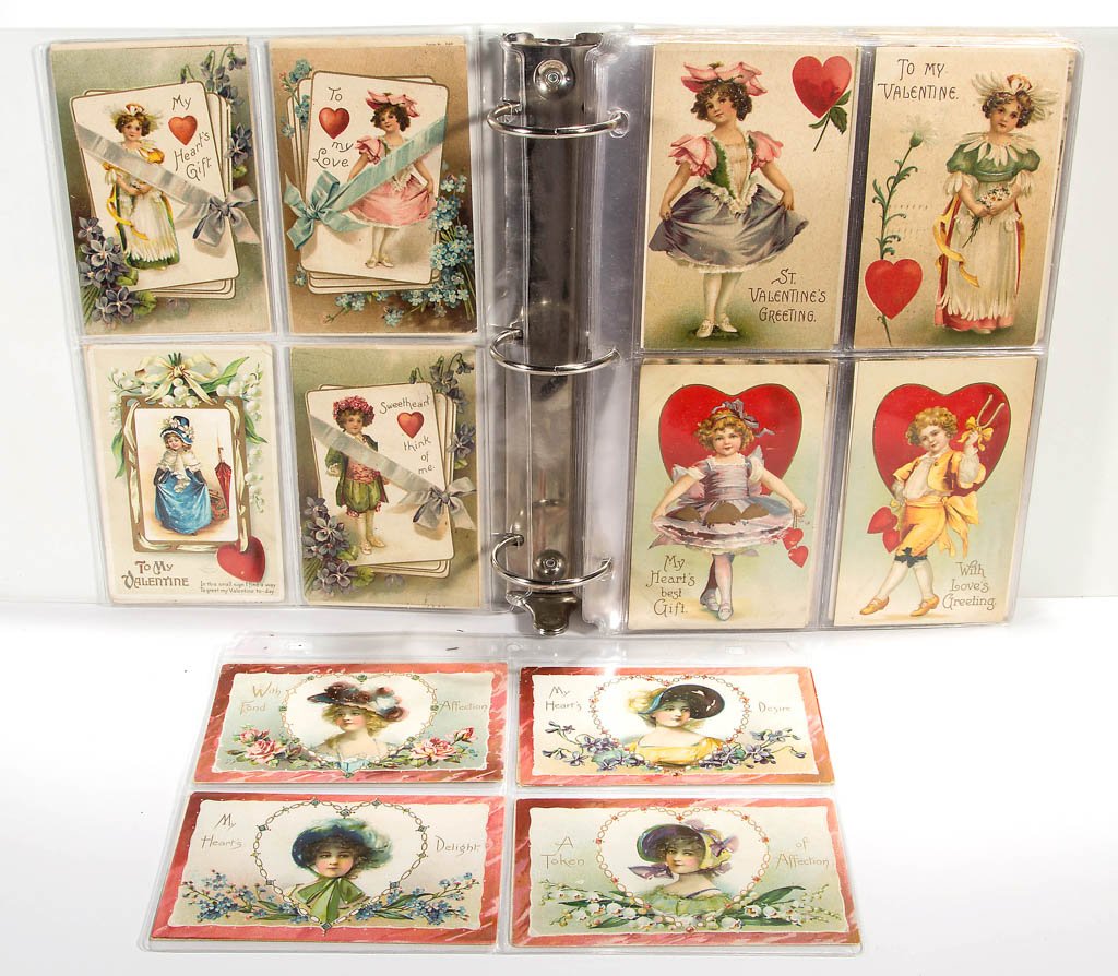 ASSORTED VALENTINE'S DAY POST CARDS: ASSORTED VALENTINE'S DAY POST CARDS, approximately 152, including four Raphael Tuck & Sons "Love Missives" series examples attributed to Frances Brundage, three "Nation Valentine" series examples, and