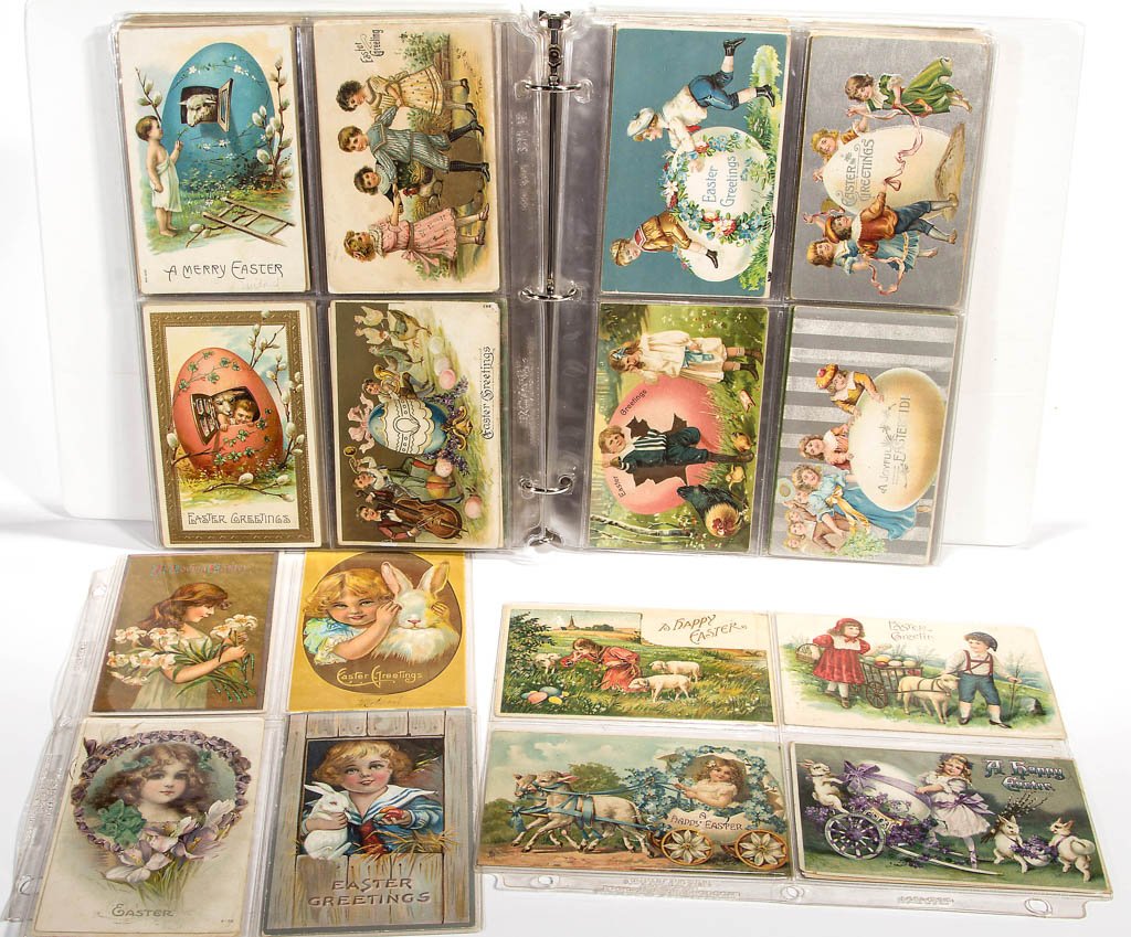 ASSORTED CHILDREN THEME EASTER POST CARDS: ASSORTED CHILDREN THEME EASTER POST CARDS, approximately 153, including six artist-signed Ellen Clapsaddle examples, one Sadie Wendell Mitchell, other artist-signed, Tuck Oilettes, silk clothing, many