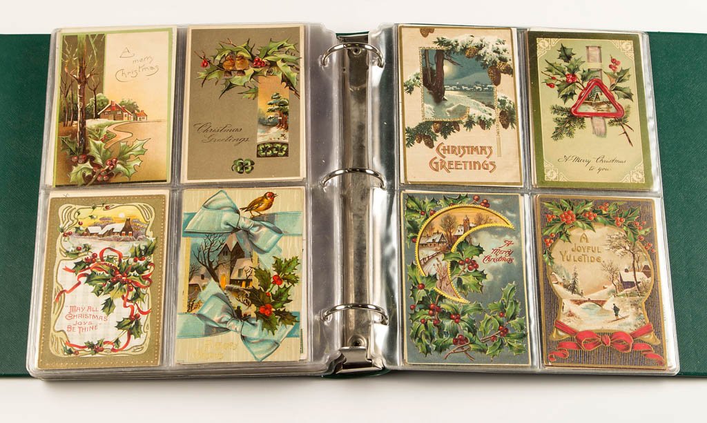 ASSORTED CHRISTMAS POST CARDS: ASSORTED CHRISTMAS POST CARDS, approximately 131, including Raphael Tuck & Sons, H. I. Robbins, Stetcher, A. Horwitz, and G. K. Prince examples. Many embossed, some with silk face, some unused. Most f