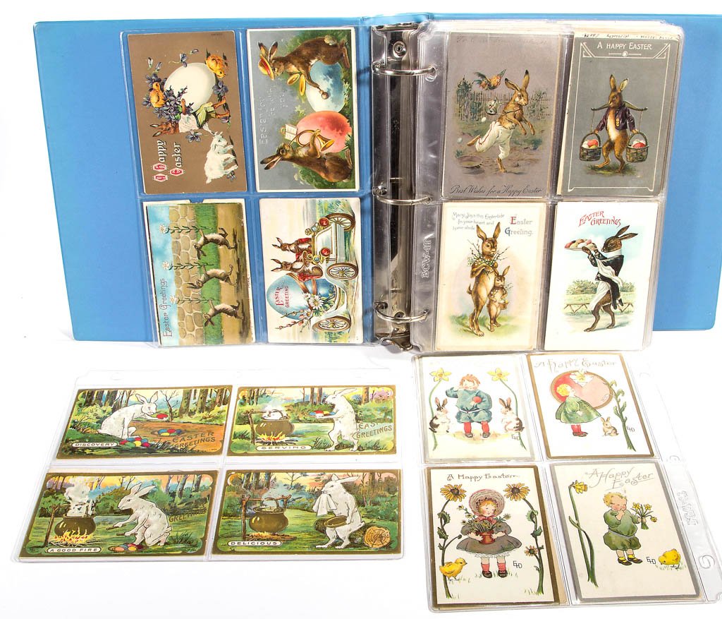 ASSORTED EASTER POST CARDS: ASSORTED EASTER POST CARDS, approximately 181, featuring bunnies, chicks and children. Including artist-signed, among which are five Ellen F. Drew, three Mary L. Russell, an H. B. Griggs, and a Grace 