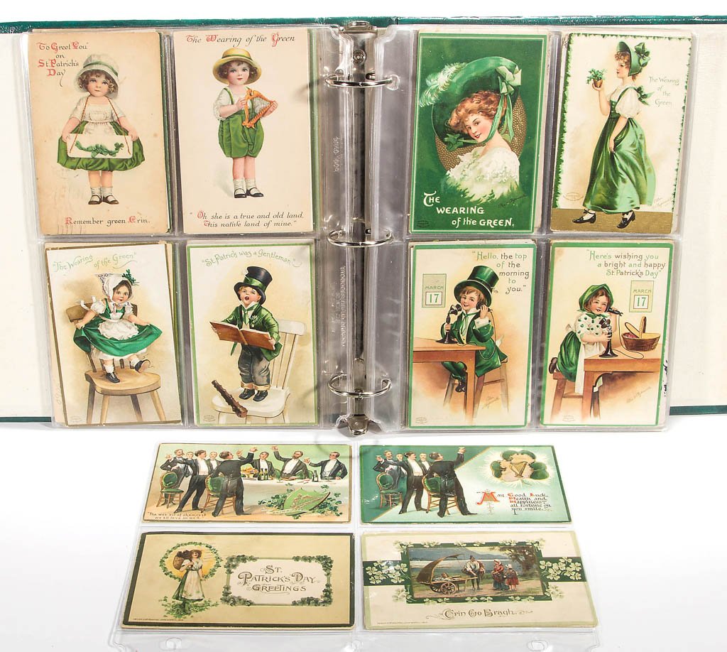 ASSORTED ST. PATRICK'S DAY POST CARDS: ASSORTED ST. PATRICK'S DAY POST CARDS, approximately 85, including three marked John Winsch examples, one with a Schmucker style girl; nine artist-signed Ellen Clapsaddle. Some others artist-signed, m