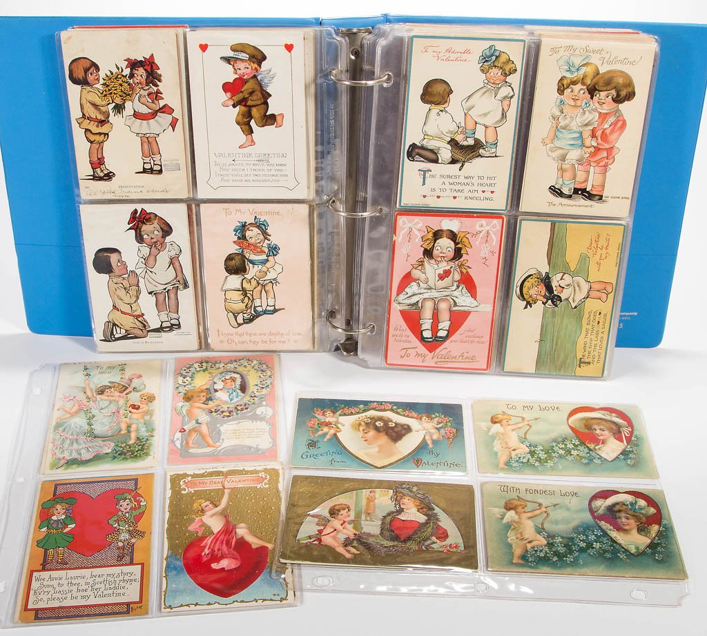 ASSORTED VALENTINE'S DAY POST CARDS: ASSORTED VALENTINE'S DAY POST CARDS, approximately 184, including artist-signed examples by Ellen Clapsaddle, Ethel Dewees, Katherine Gassaway, C. Twelvetrees, Ruth Welch Silver and H. B. Griggs. Some
