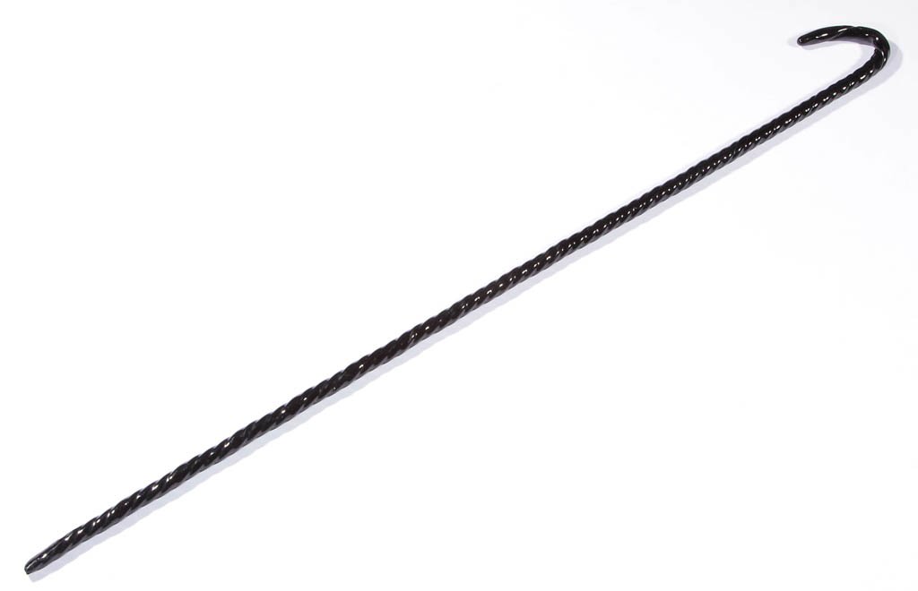 FREE-BLOWN WHIMSY CANE: FREE-BLOWN WHIMSY CANE, deep olive green, shepherd's crook handle and twisted shaft. Circa 1850-1880. 34 3/4" L. Provenance: Collection of Pat and the late Bret Morey of Griswold, CT. Catalogue Note: 