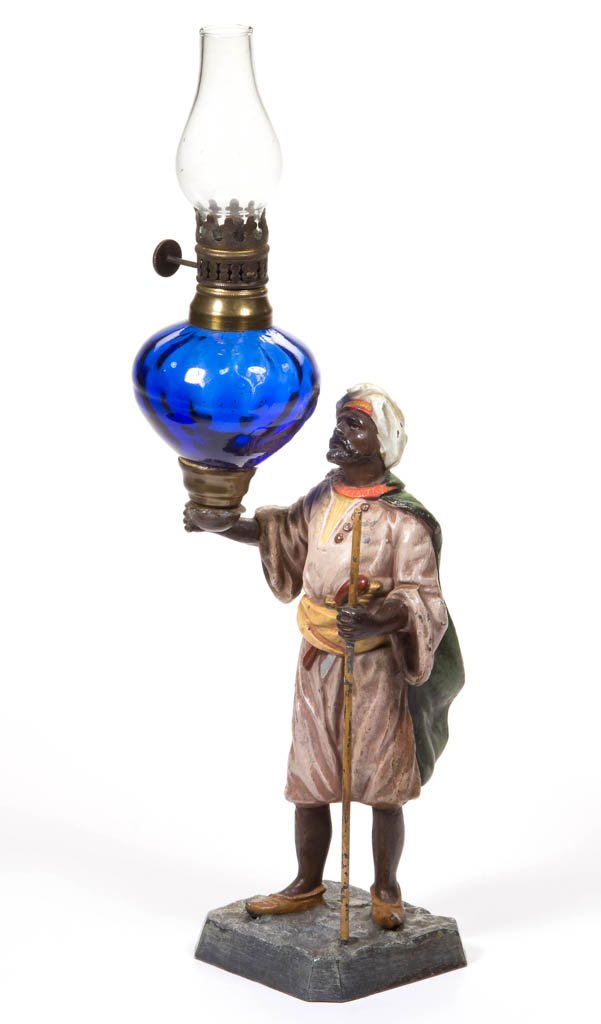 VERY RARE METAL ARAB FIGURAL MINIATURE OIL LAMP (1 of 2)