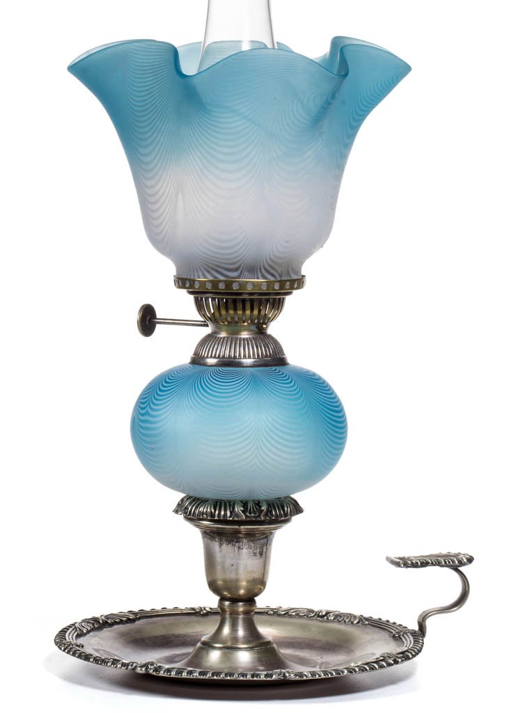 RARE NAILSEA / VERRE MOIRE MINIATURE PEG OIL LAMP (1 of 1)