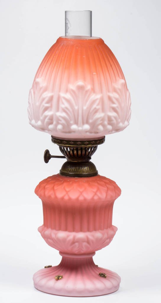 SCARCE EMBOSSED RIB AND LEAF CASED MINIATURE OIL LAMP (1 of 1)