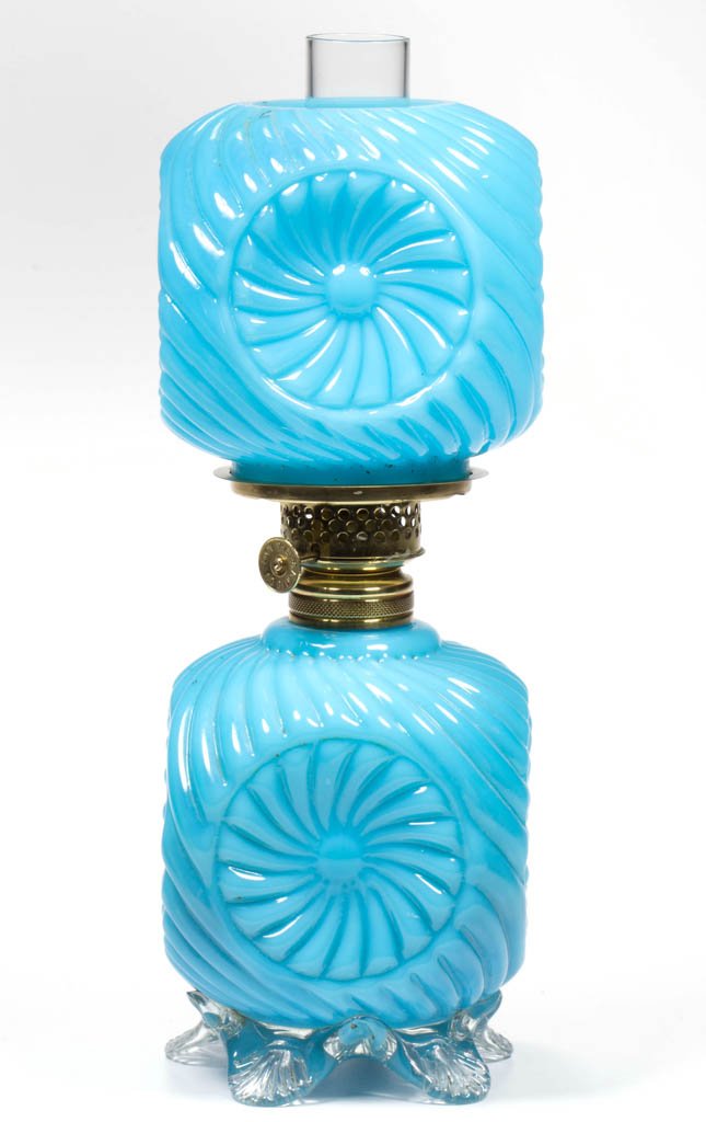 EMBOSSED MEDALLION RIB SWIRL ART GLASS MINIATURE OIL (1 of 1)