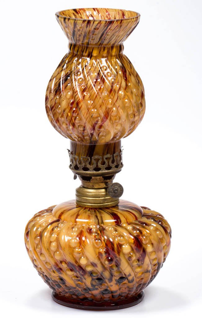 END OF DAY BEADED SWIRL MINIATURE OIL LAMP (1 of 1)