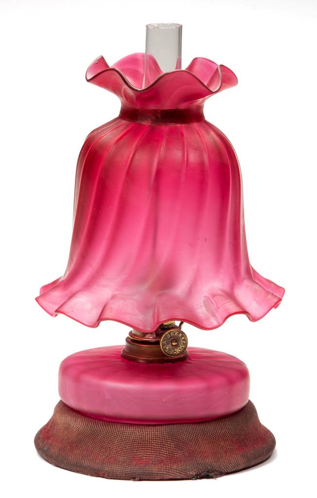 RARE PANEL SWIRL OPTIC ART GLASS MINIATURE OIL LAMP (1 of 1)