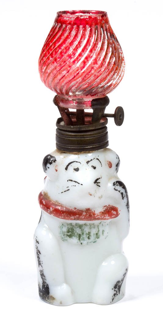 RARE BEAR FIGURAL MINIATURE OIL LAMP (1 of 1)