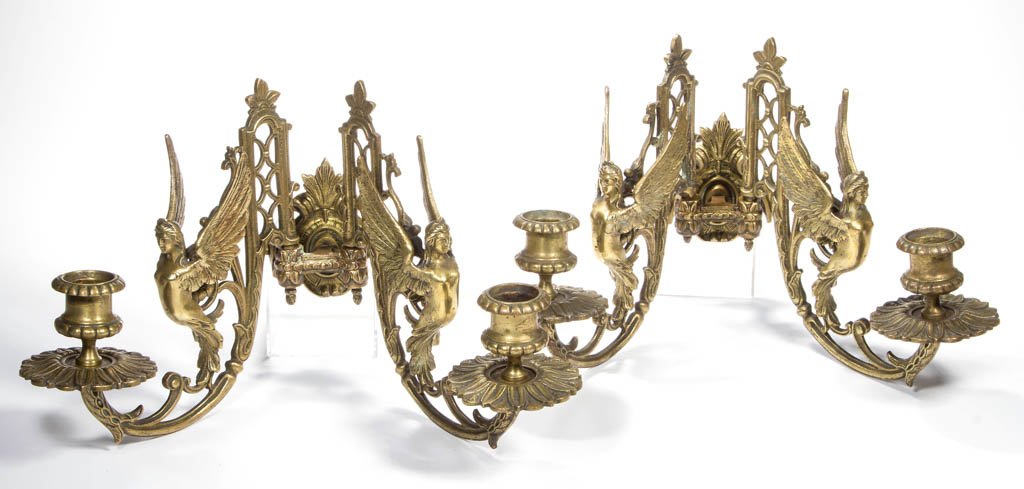 VALKYRIE DOUBLE WALL MOUNT SCONCES, MATCHED PAIR (1 of 1)