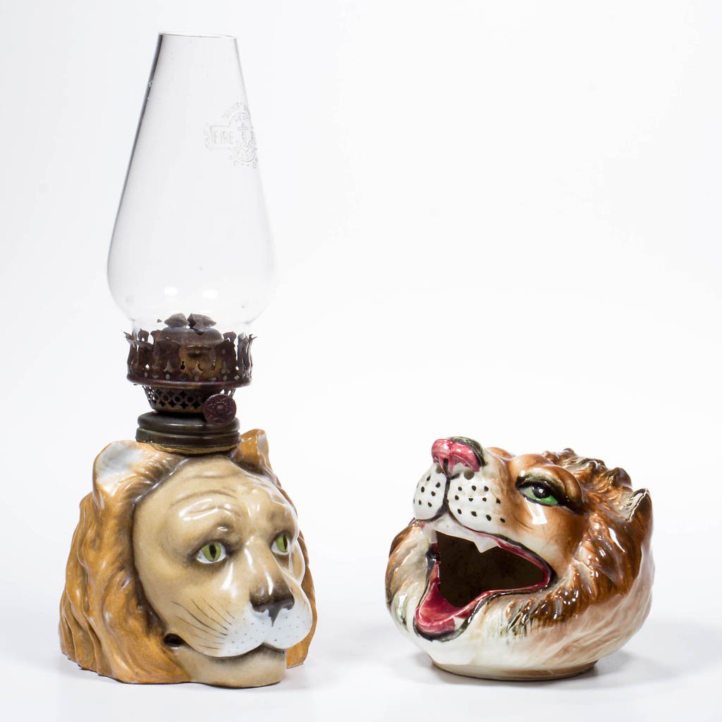 LION HEAD FIGURAL ARTICLES, LOT OF TWO (1 of 1)