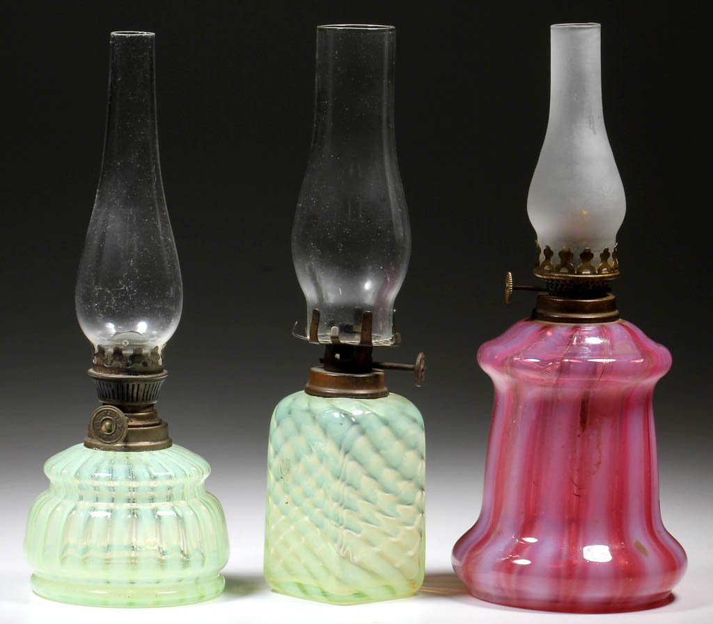 ASSORTED MINIATURE OIL LAMP FONTS, LOT OF THREE (1 of 1)