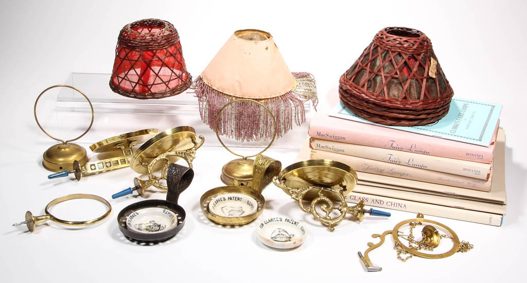 ASSORTED FAIRY LAMP PARTS AND REFERENCE VOLUMES (1 of 1)