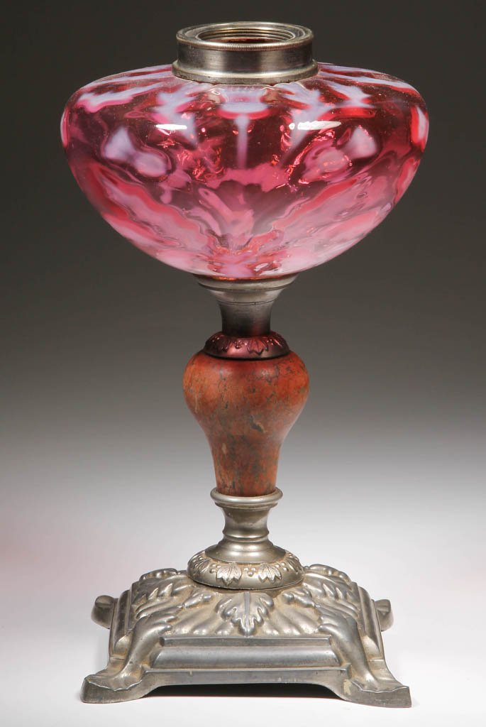 OPALESCENT THISTLE KEROSENE STAND LAMP (1 of 1)