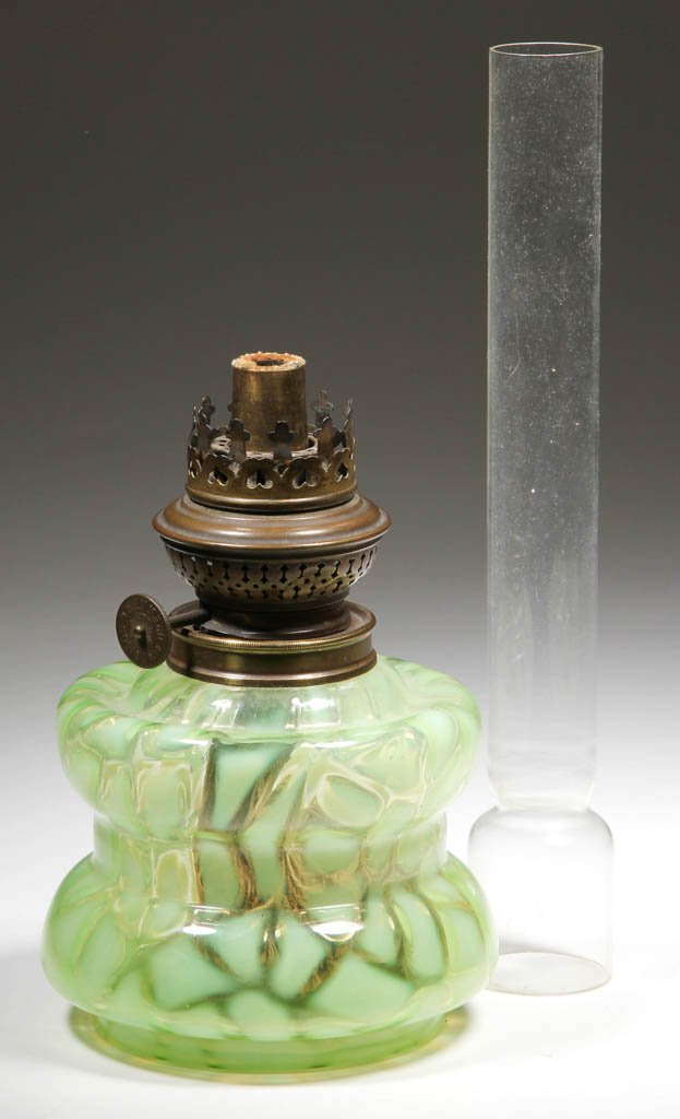 OPALESCENT BLOCK OPTIC KEROSENE WALL BRACKET LAMP (1 of 1)