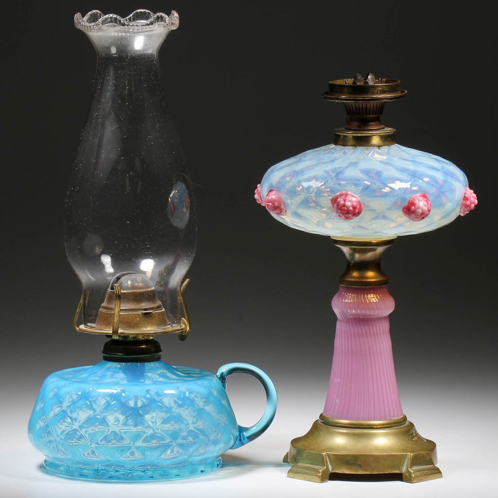 ASSORTED DIAMOND-OPTIC KEROSENE LAMPS, LOT OF TWO (1 of 1)