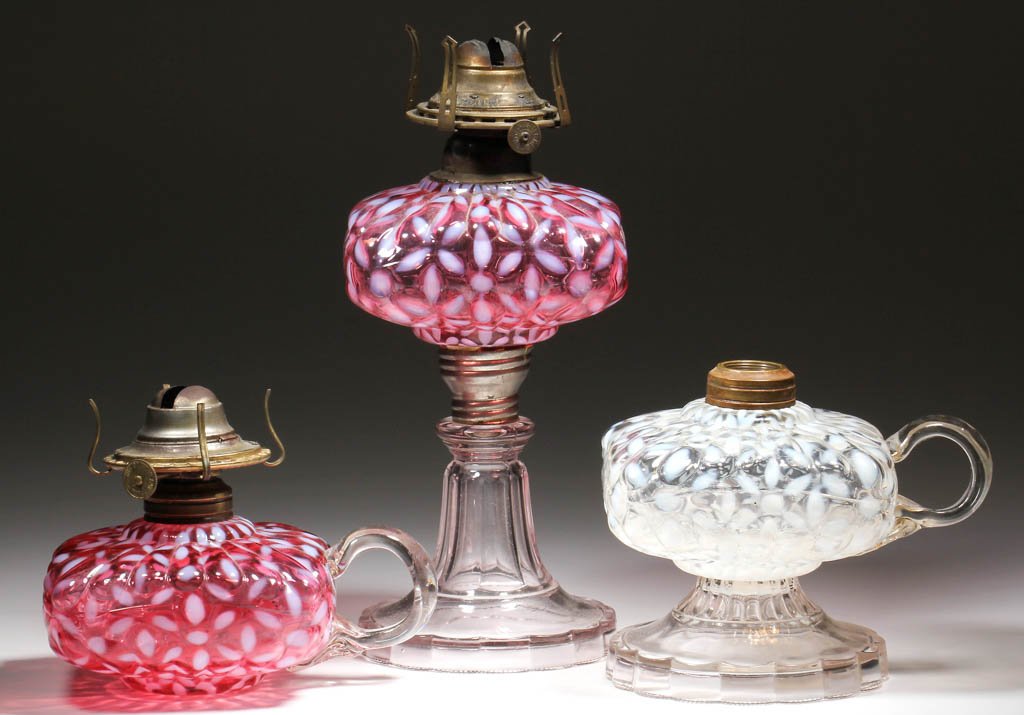 HOBBS NO. 341 / SNOWFLAKE KEROSENE LAMPS, LOT OF THREE (1 of 1)