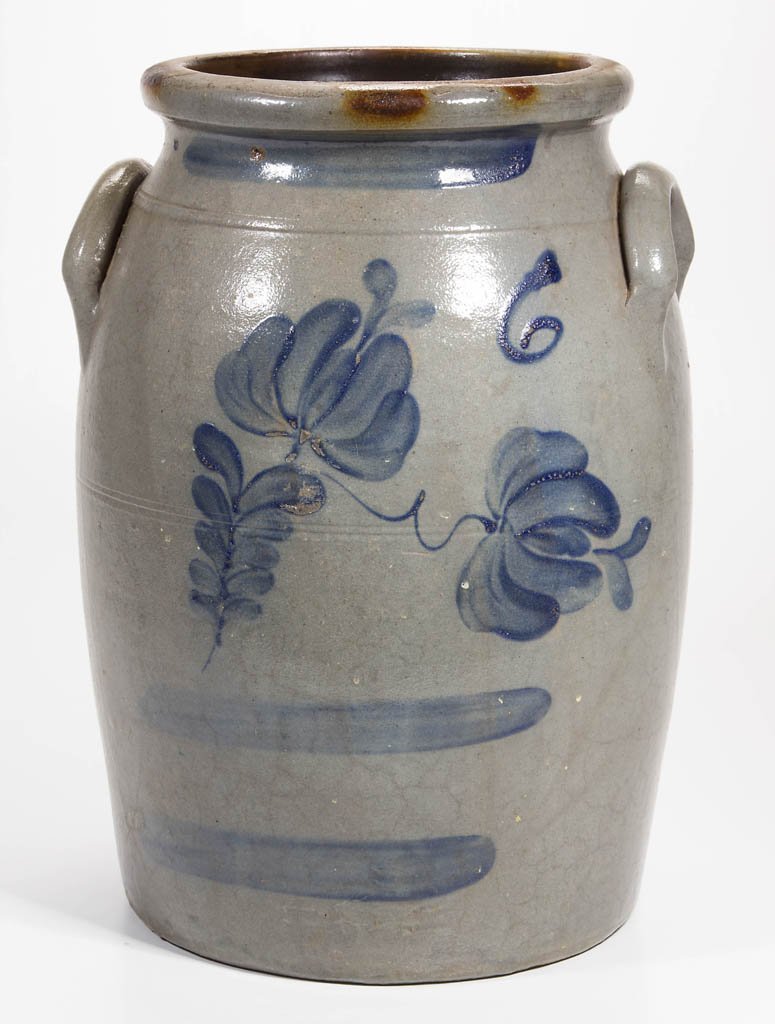 WESTERN PENNSYLVANIA DECORATED STONEWARE CHURN (1 of 1)
