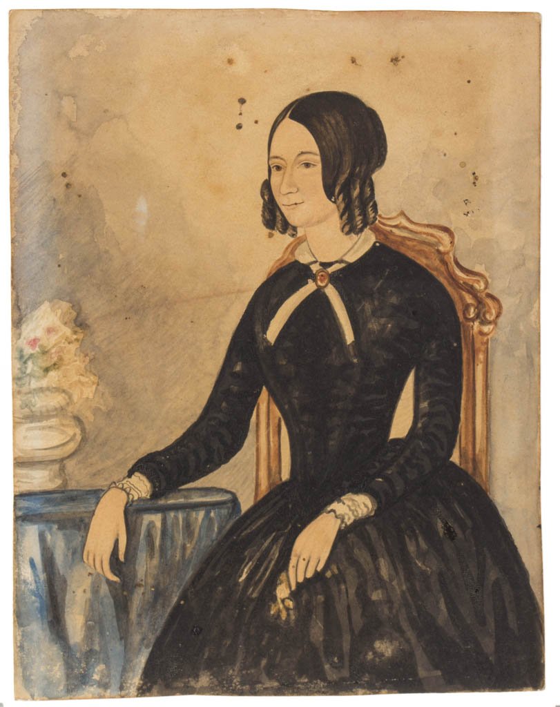 AMERICAN SCHOOL (19TH CENTURY) FOLK ART PORTRAIT OF A (1 of 2)